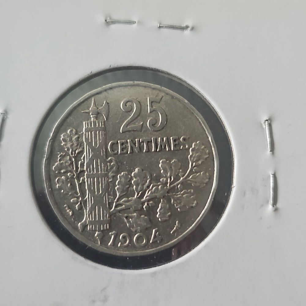 Antique Original 1904 French 25 Centimes Coin